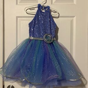 Weissman Shimmering Blue and Green Dance Costume